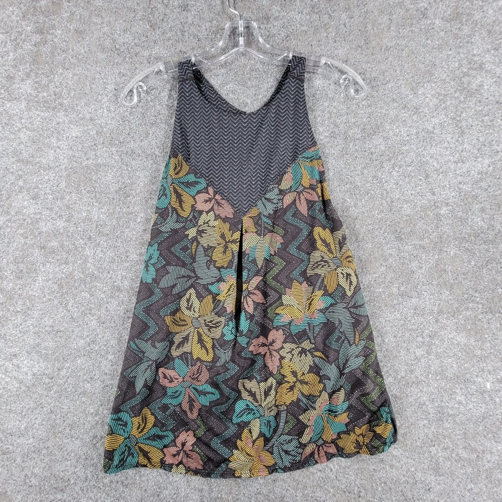 prAna Slip Dress Womens M Black Horchata Floral‎ Chevron Print Sleeveless